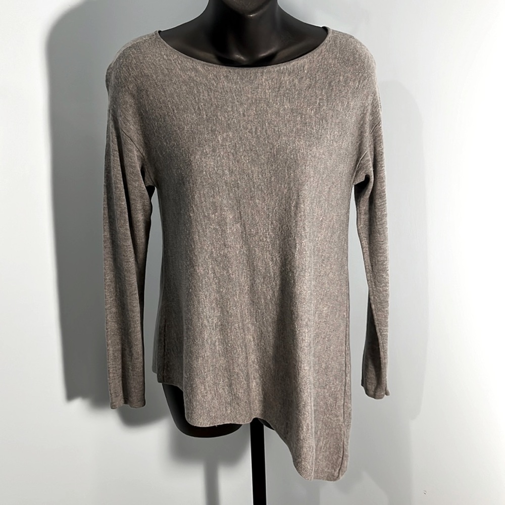 Heather Grey Lightweight Sweater Asymmetrical Hem